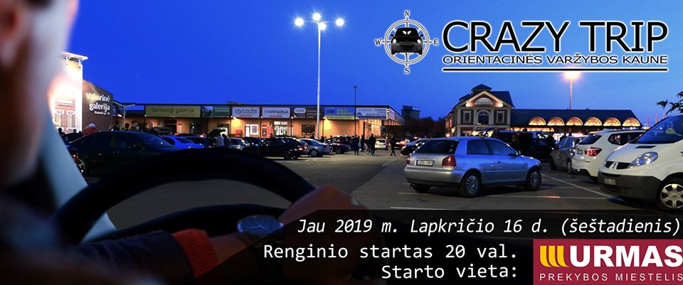Orientacinės automobilių varžybos Kaune CRAZY TRIP 2019-11-16